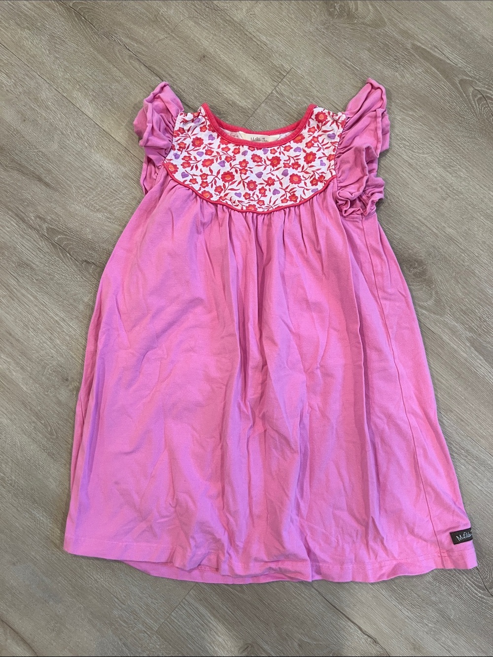 Matilda Jane Pink Floral Yoke Casual Dress Size 8